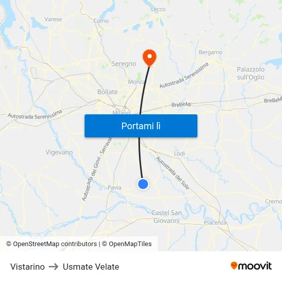 Vistarino to Usmate Velate map