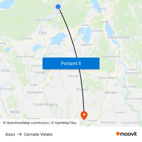 Asso to Usmate Velate map