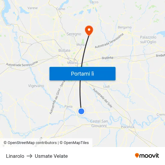 Linarolo to Usmate Velate map