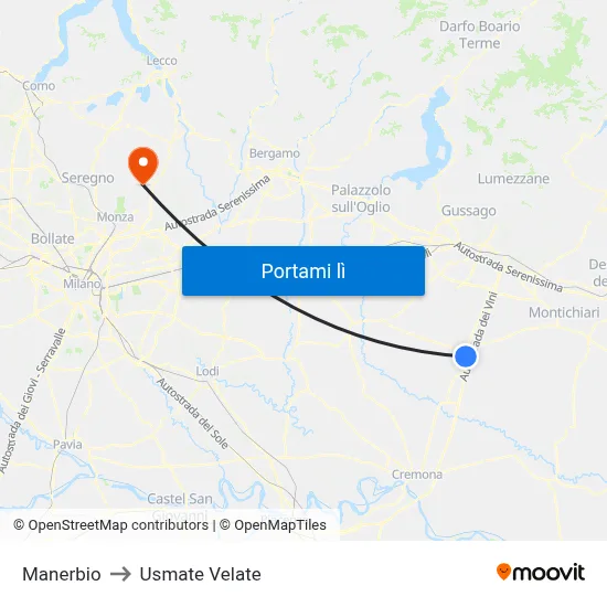 Manerbio to Usmate Velate map