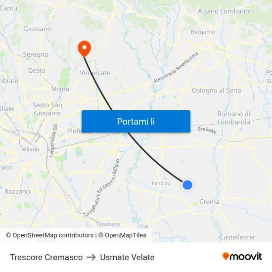 Trescore Cremasco to Usmate Velate map