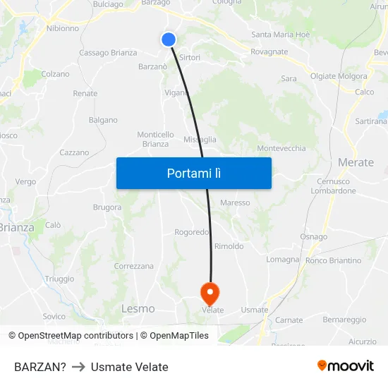 BARZAN? to Usmate Velate map