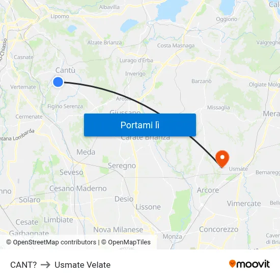 CANT? to Usmate Velate map