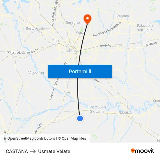 CASTANA to Usmate Velate map
