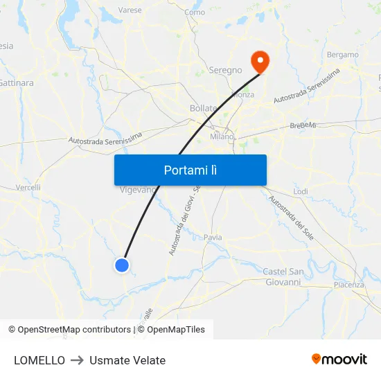 LOMELLO to Usmate Velate map