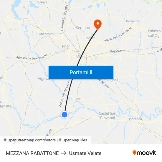 MEZZANA RABATTONE to Usmate Velate map
