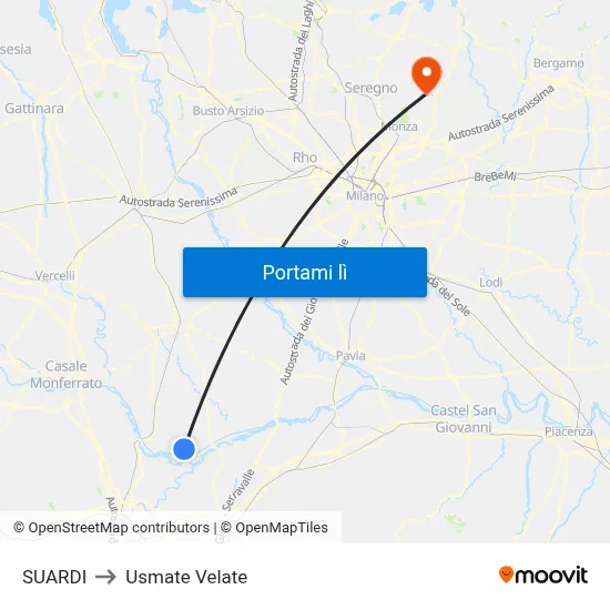 SUARDI to Usmate Velate map