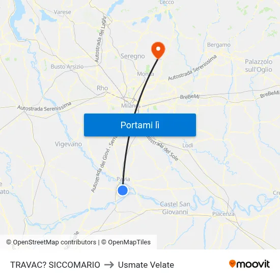 TRAVAC? SICCOMARIO to Usmate Velate map