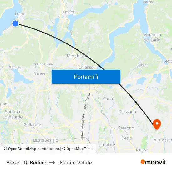 Brezzo Di Bedero to Usmate Velate map