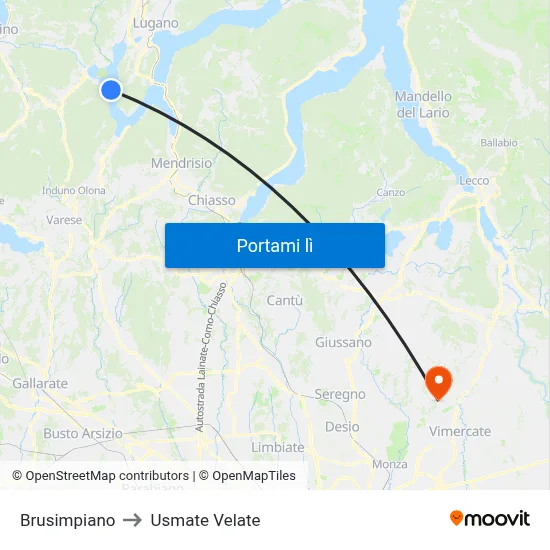 Brusimpiano to Usmate Velate map