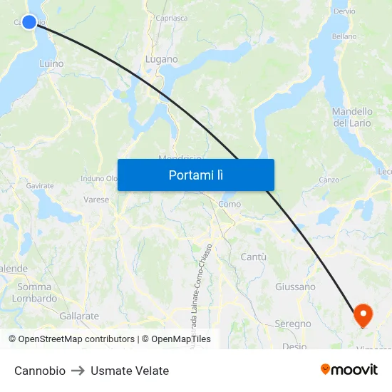 Cannobio to Usmate Velate map