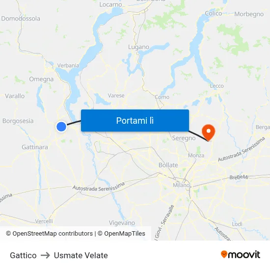Gattico to Usmate Velate map