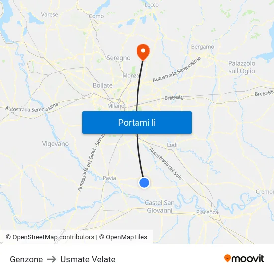 Genzone to Usmate Velate map