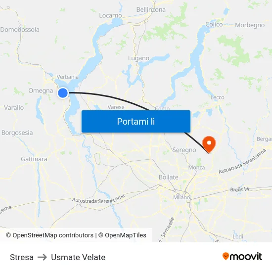 Stresa to Usmate Velate map