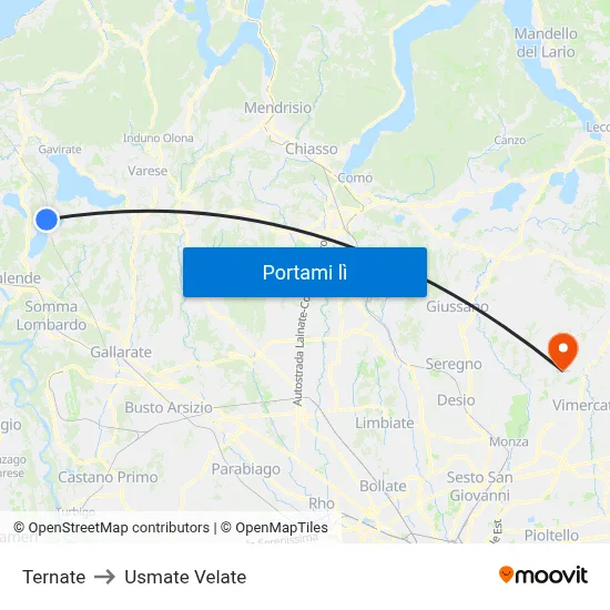 Ternate to Usmate Velate map