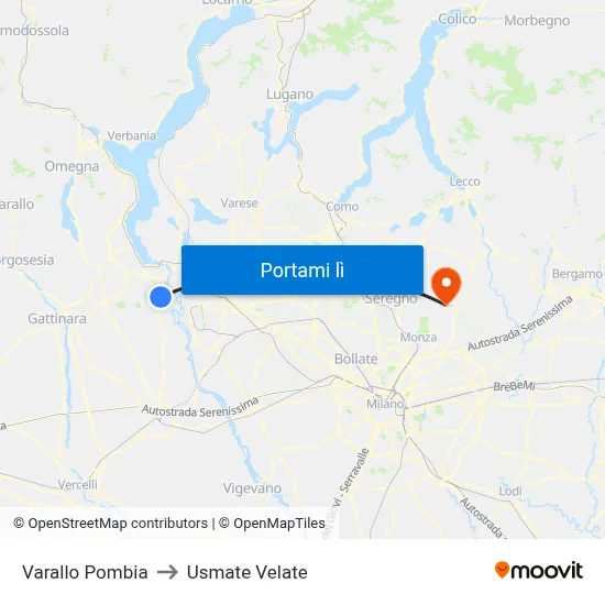 Varallo Pombia to Usmate Velate map