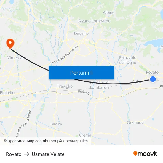 Rovato to Usmate Velate map