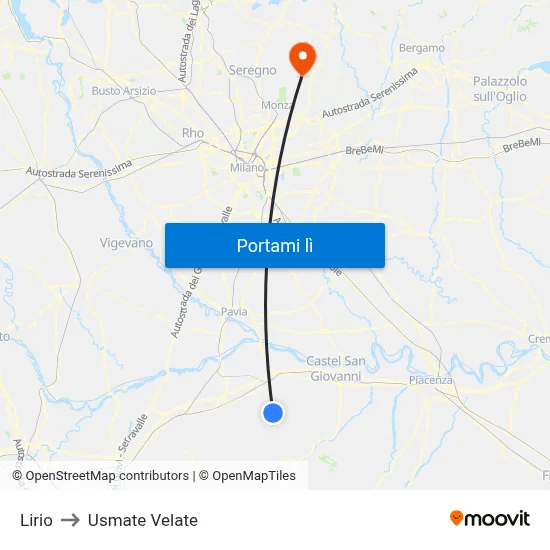 Lirio to Usmate Velate map
