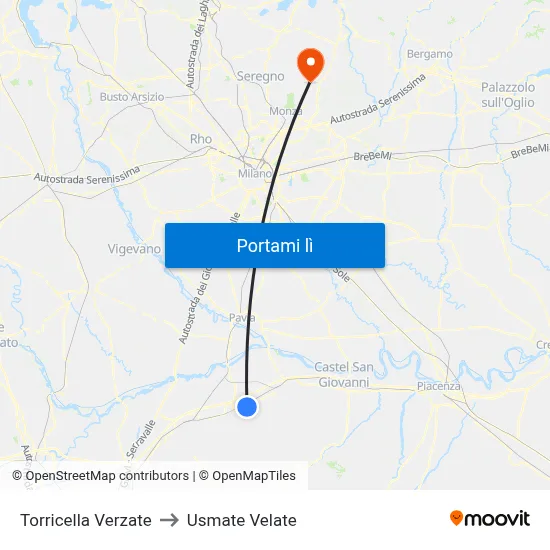 Torricella Verzate to Usmate Velate map