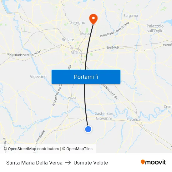 Santa Maria Della Versa to Usmate Velate map