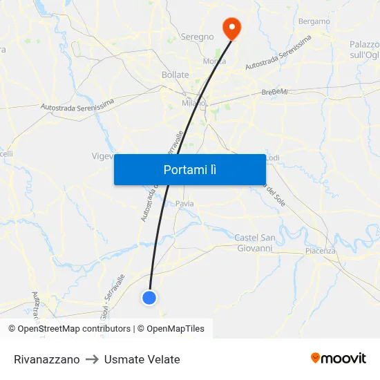 Rivanazzano to Usmate Velate map