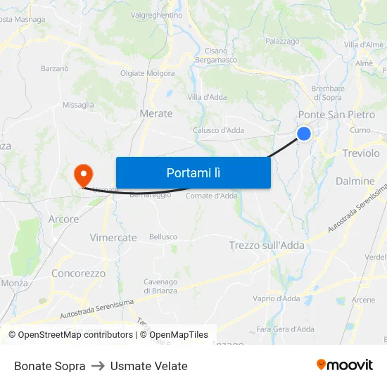Bonate Sopra to Usmate Velate map