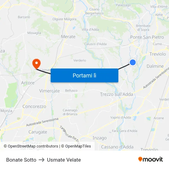 Bonate Sotto to Usmate Velate map