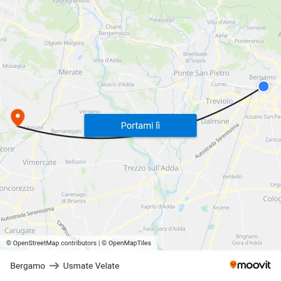 Bergamo to Usmate Velate map