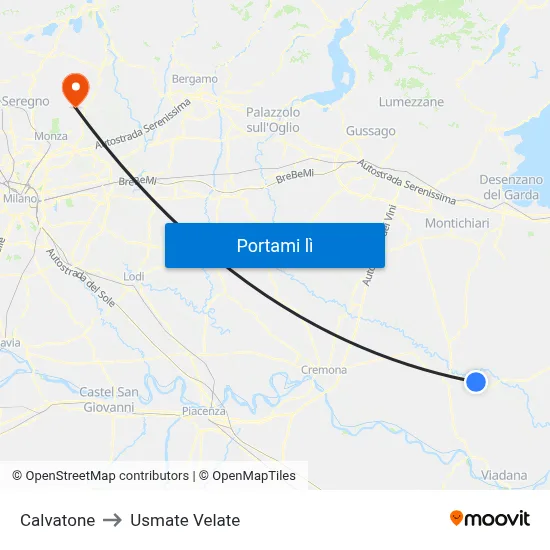 Calvatone to Usmate Velate map