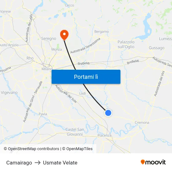Camairago to Usmate Velate map