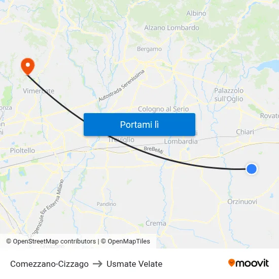 Comezzano-Cizzago to Usmate Velate map