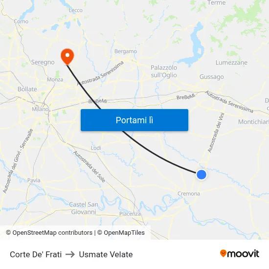 Corte De' Frati to Usmate Velate map