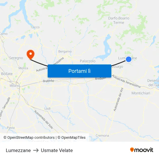 Lumezzane to Usmate Velate map