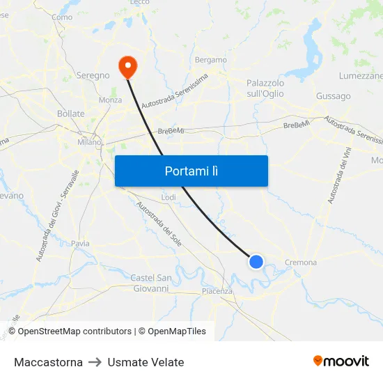 Maccastorna to Usmate Velate map