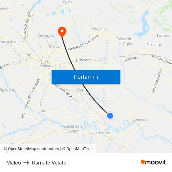 Maleo to Usmate Velate map