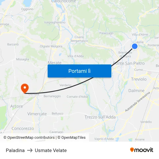 Paladina to Usmate Velate map
