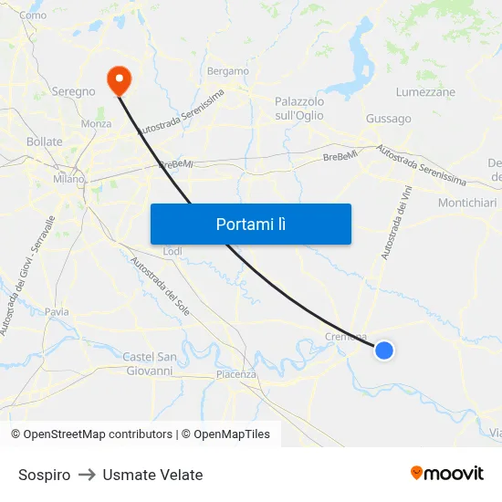 Sospiro to Usmate Velate map