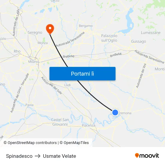 Spinadesco to Usmate Velate map