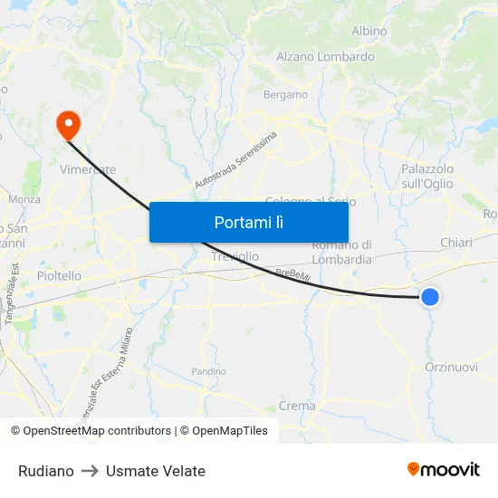 Rudiano to Usmate Velate map