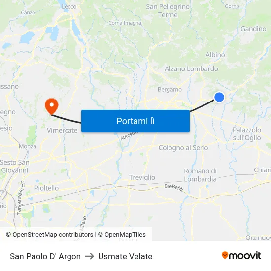 San Paolo D' Argon to Usmate Velate map