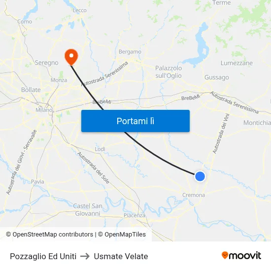 Pozzaglio Ed Uniti to Usmate Velate map