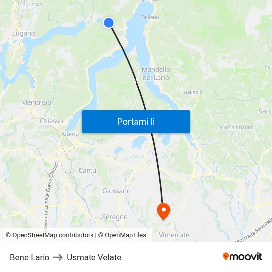 Bene Lario to Usmate Velate map