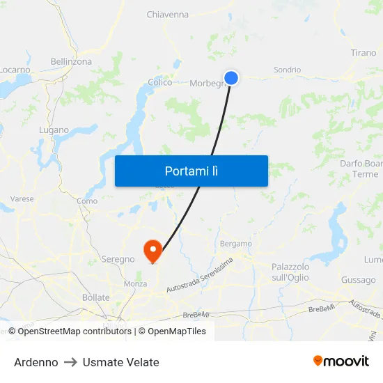 Ardenno to Usmate Velate map