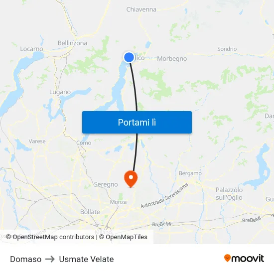 Domaso to Usmate Velate map