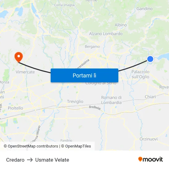 Credaro to Usmate Velate map