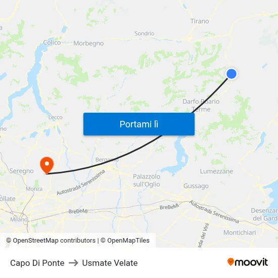 Capo Di Ponte to Usmate Velate map