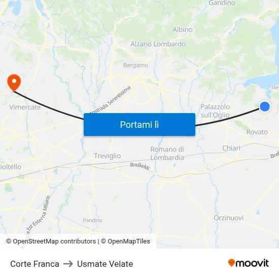 Corte Franca to Usmate Velate map