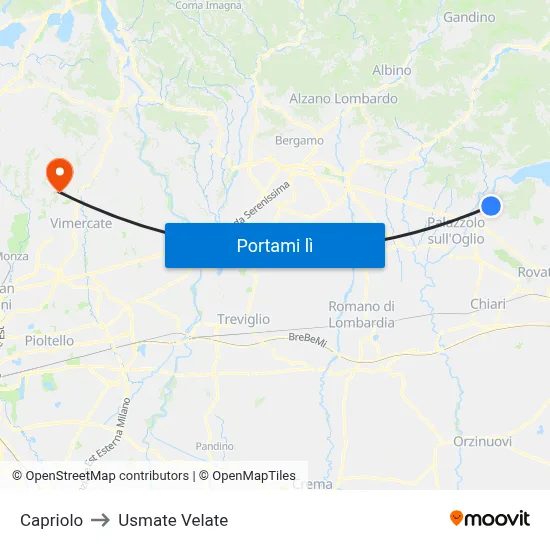 Capriolo to Usmate Velate map