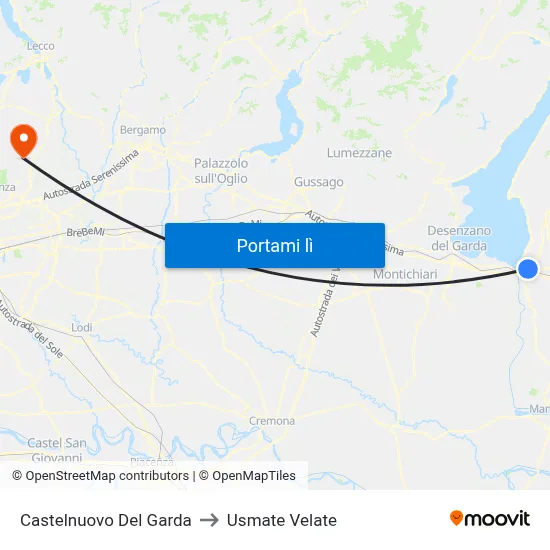 Castelnuovo Del Garda to Usmate Velate map
