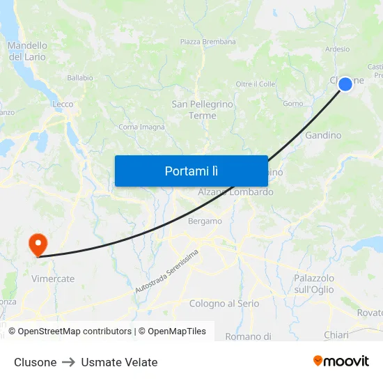 Clusone to Usmate Velate map